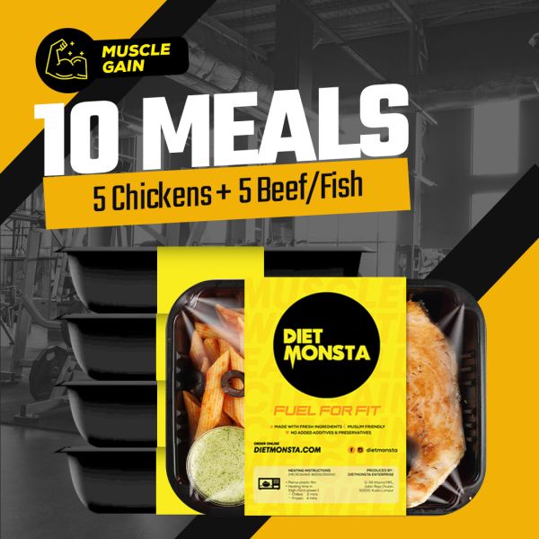 10 Meals Muscle Gain (5 Chickens, 5 Beef/Fish)