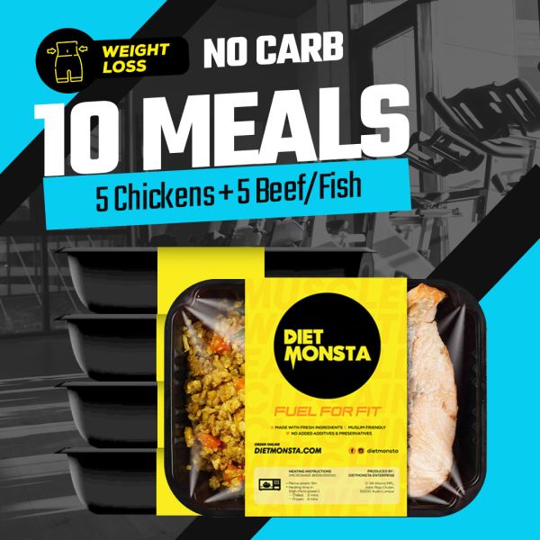 10 Meals No Carb (5 Chickens, 5 Beef/Fish)