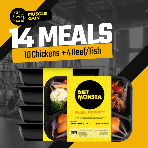 14 Meals Muscle Gain (10 Chickens, 4 Beef/Fish)