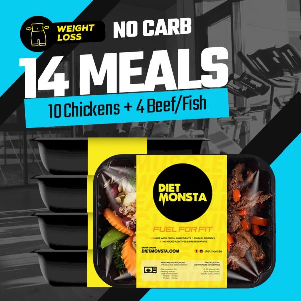 14 Meals No Carb (10 Chickens, 4 Beef/Fish)
