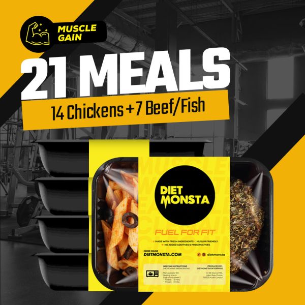 21 Meals Muscle Gain (14 Chickens, 7 Beef/Fish)