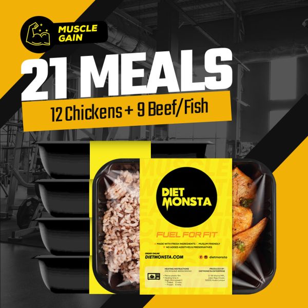 21 Meals Muscle Gain (12 Chickens, 9 Beef/Fish)