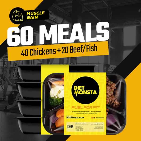 60 Meals Muscle Gain (40 Chickens, 20 Beef/Fish)