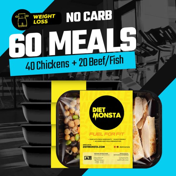 60 Meals Weight Loss No Carb (40 Chickens, 20 Beef/Fish)
