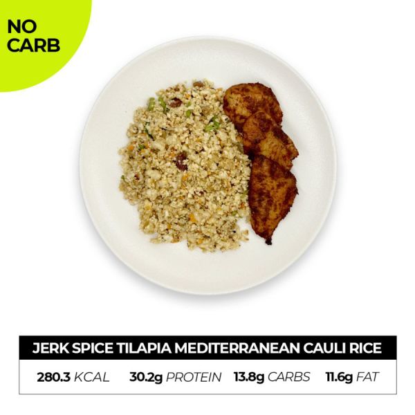Jerk Spice Tilapia Mediterranean Cauli Rice