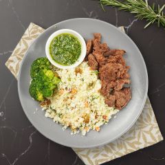 Smoke Beef Al-Raisin Cauli Rice with Chimichurri Sauce