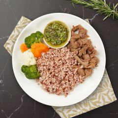 Smoke Beef Brown Rice with Chimichurri Sauce