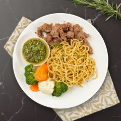 Smoke Beef Peppery Pasta with Chimichurri Sauce