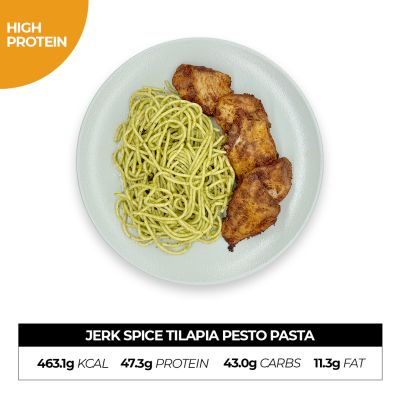 Jerk Spice Tilapia Pesto Pasta